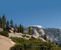 yosemite view of half dome, tenaya canyon, nevada fall and the distant mountains of the park viewed from glacier point